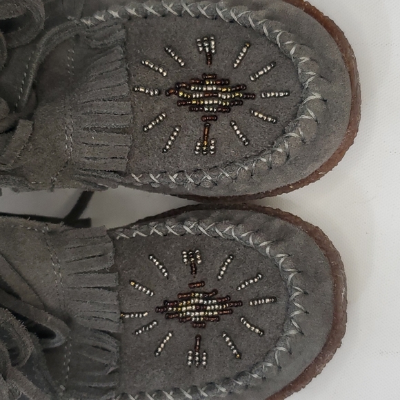 Ziginy Grizzleez Helen Gray leather suede Moccasin wedges women's size 7 - Picture 13 of 15